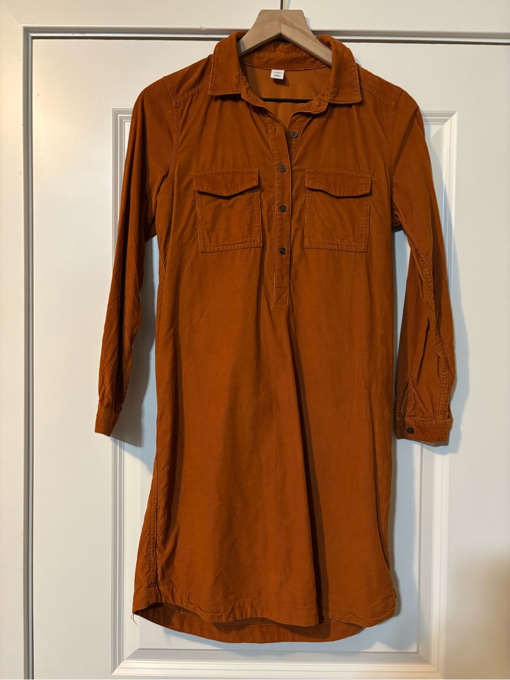 Old Navy Rust Button-Front Long-Sleeve Shirt Dress